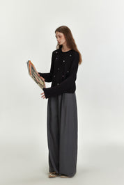 Black Bow Embroidered Loose T-Shirt