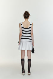 Black and White Striped Knitted Dress