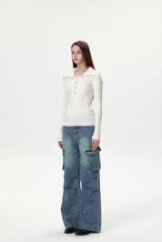 Blue Cargo Straight Jeans