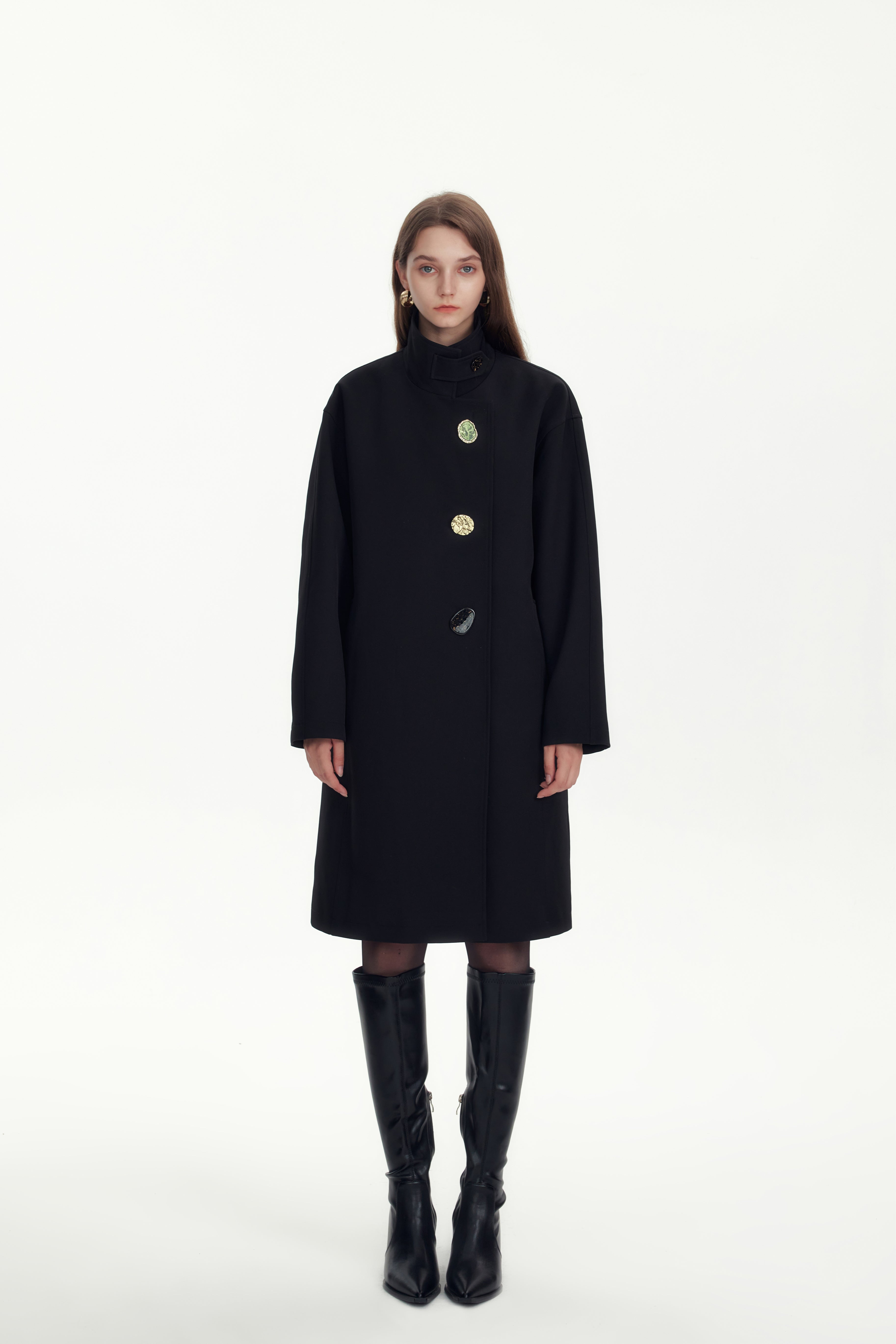 コート Black Cotton Three-Quarter Coat Black Cotton Trench Coat – THREE QUARTERS