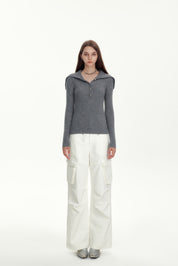 White Cargo Straight Jeans