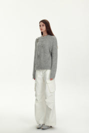 White Cargo Straight Jeans