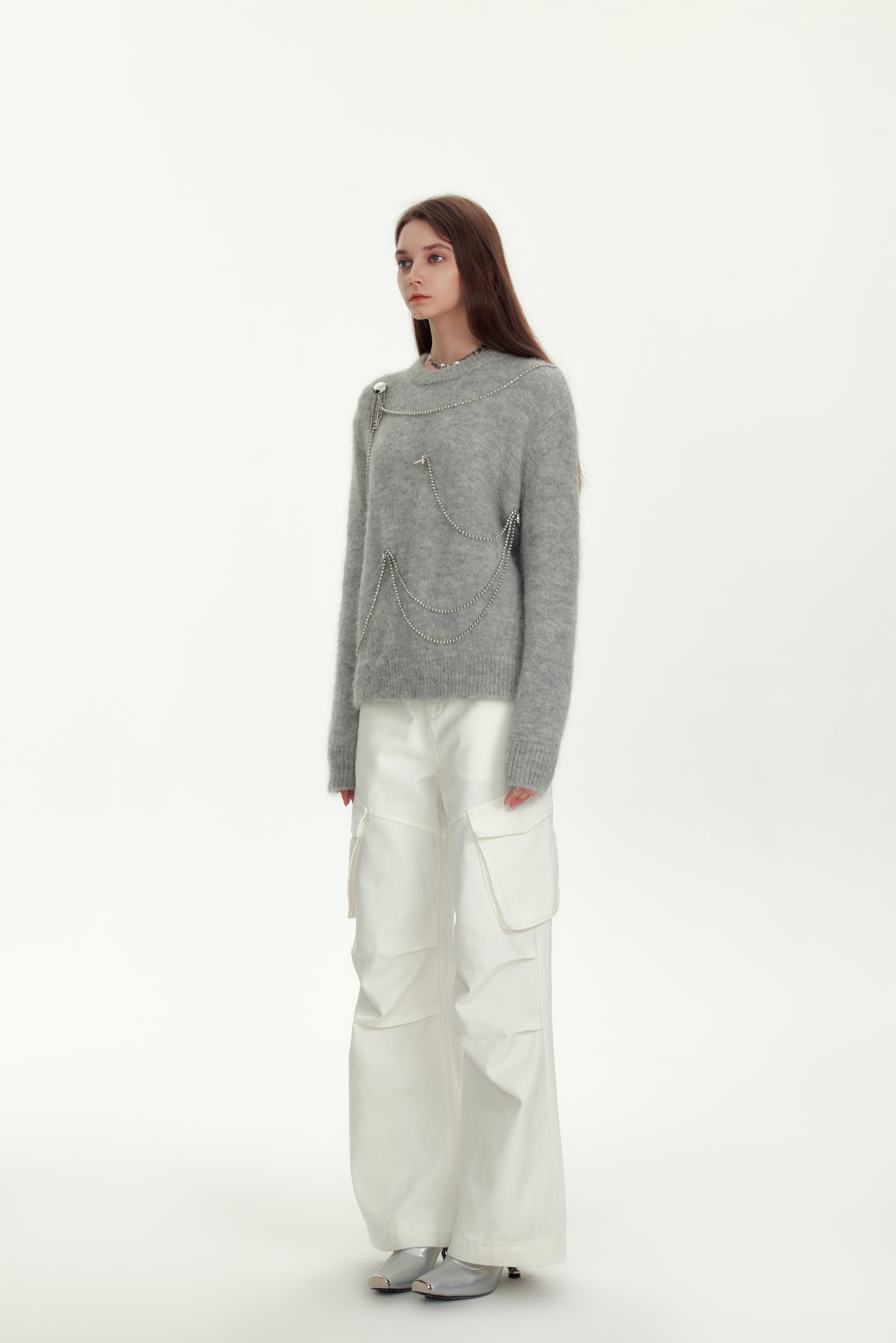 White Cargo Straight Jeans