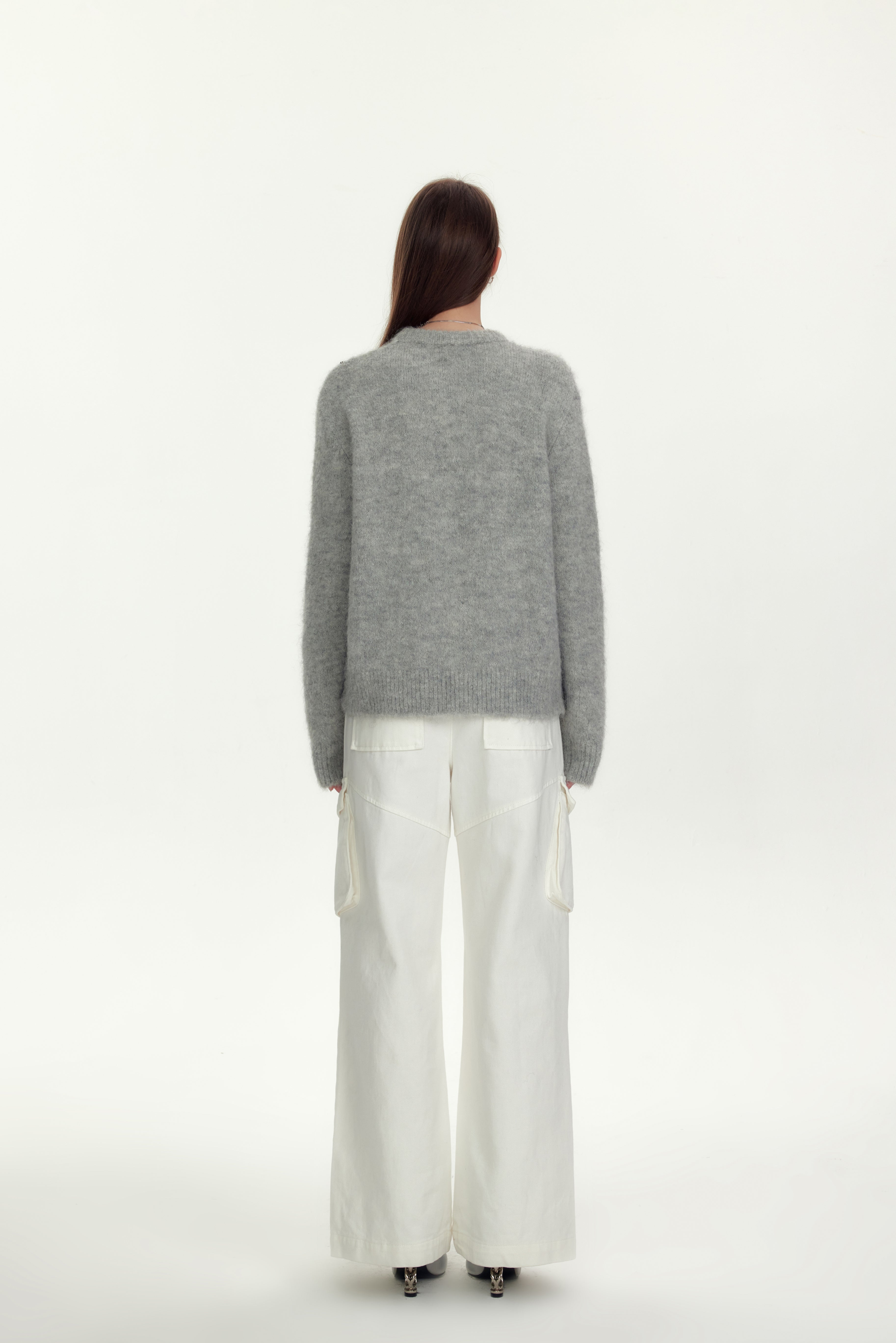 White Cargo Straight Jeans