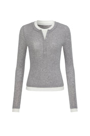 Grey Two-piece Wool Knitted T-shirt