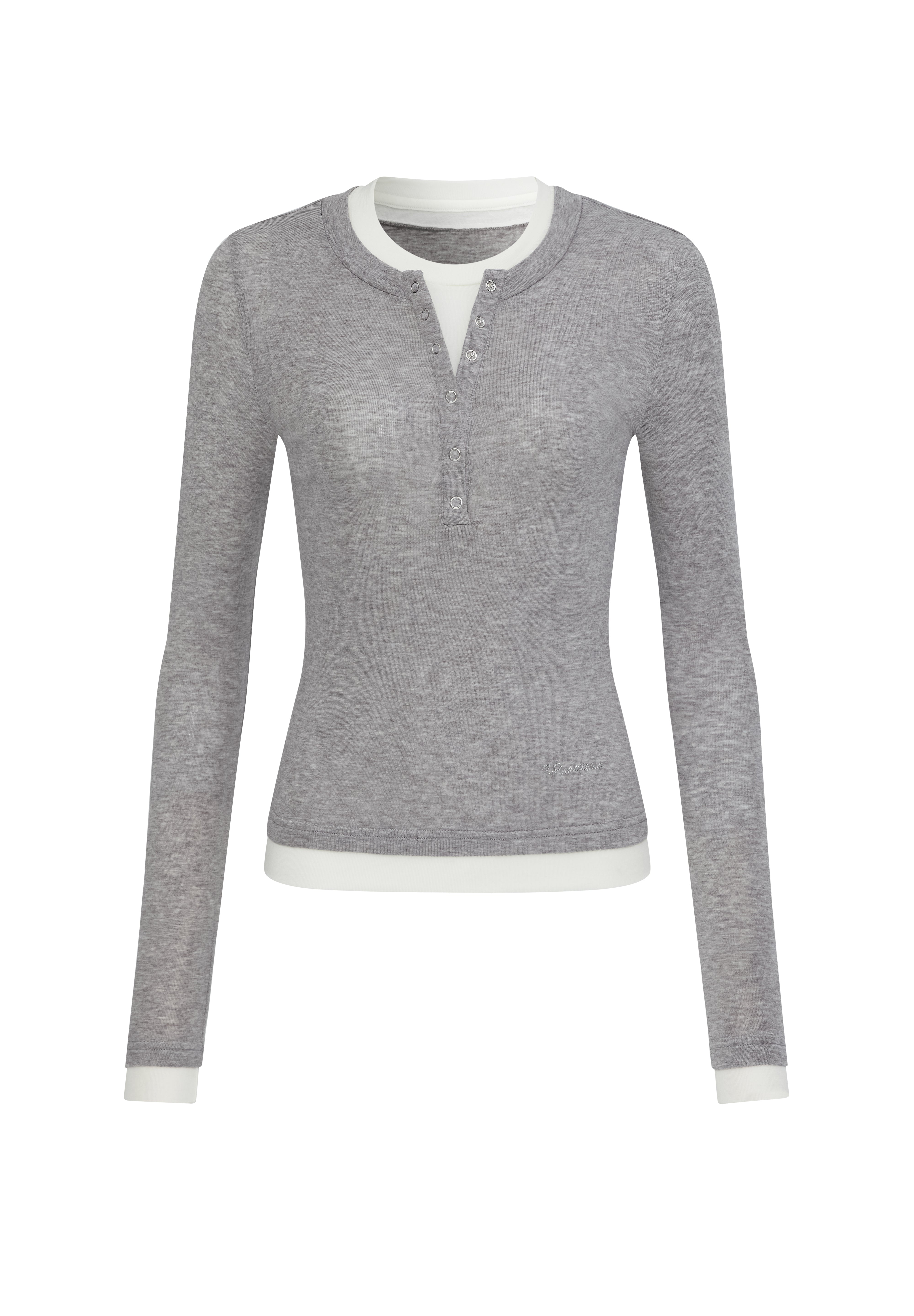 Grey Two-piece Wool Knitted T-shirt