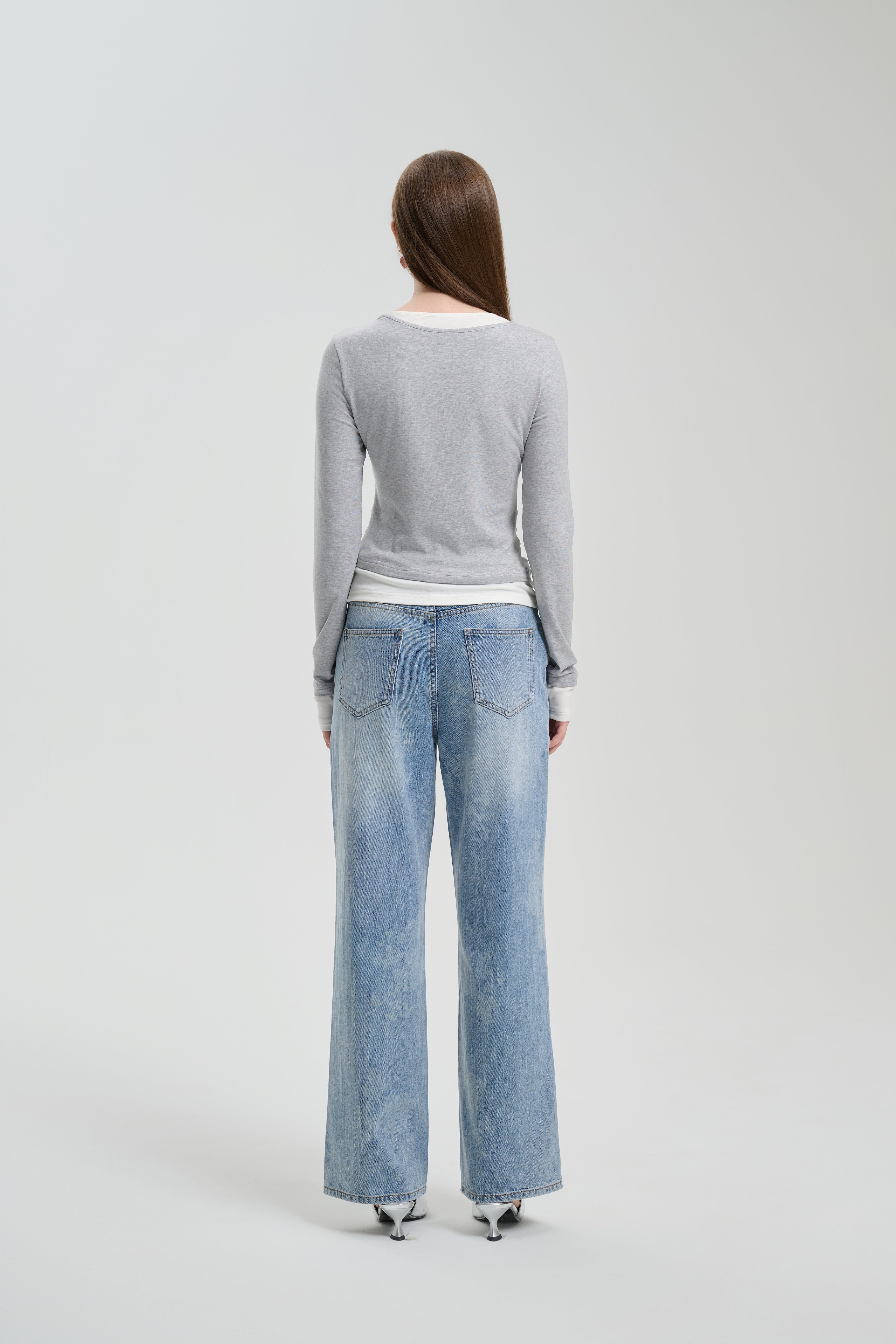 Grey Double-Collar Tencel Wool Base Top