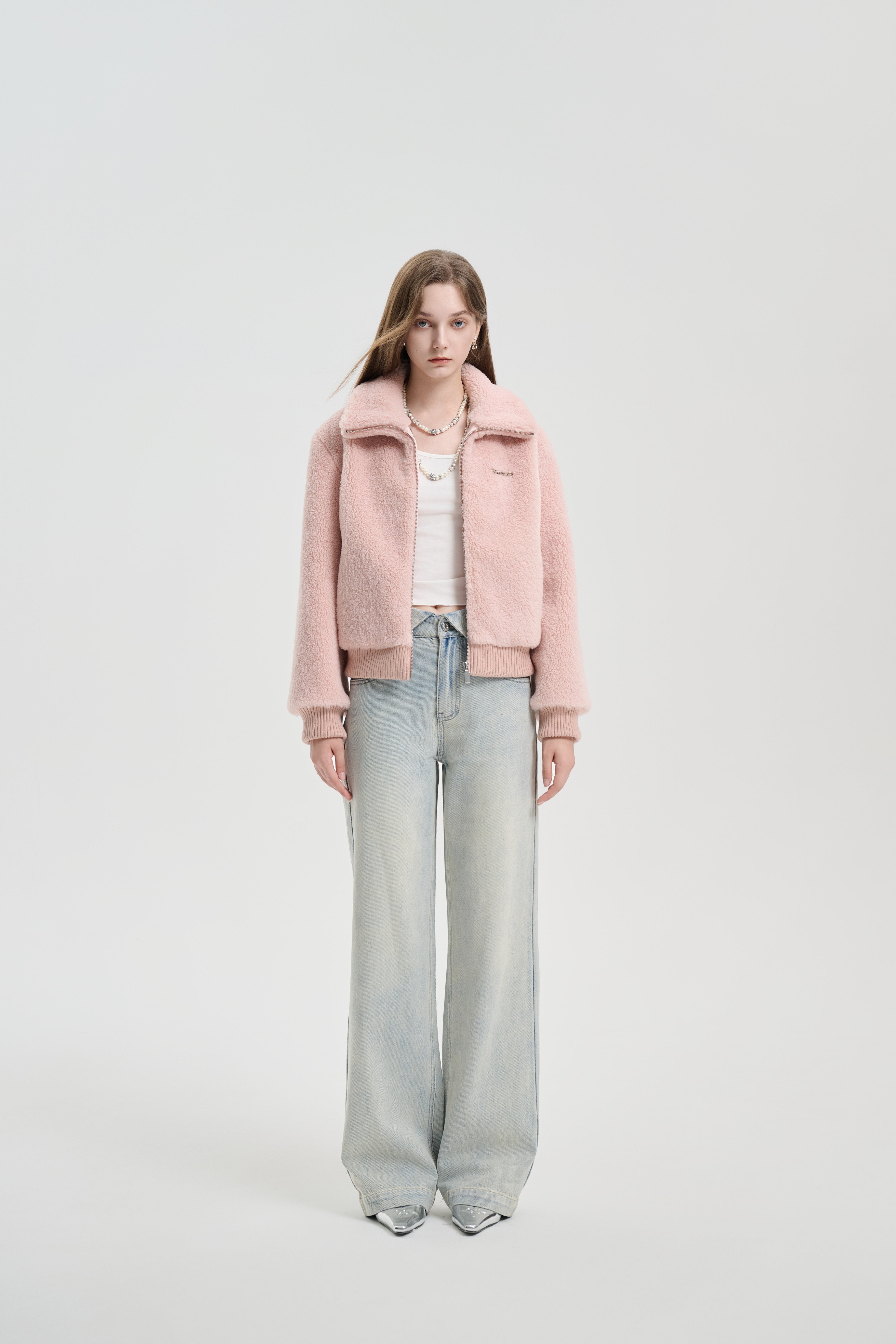 Pink Stand Collar Jacket