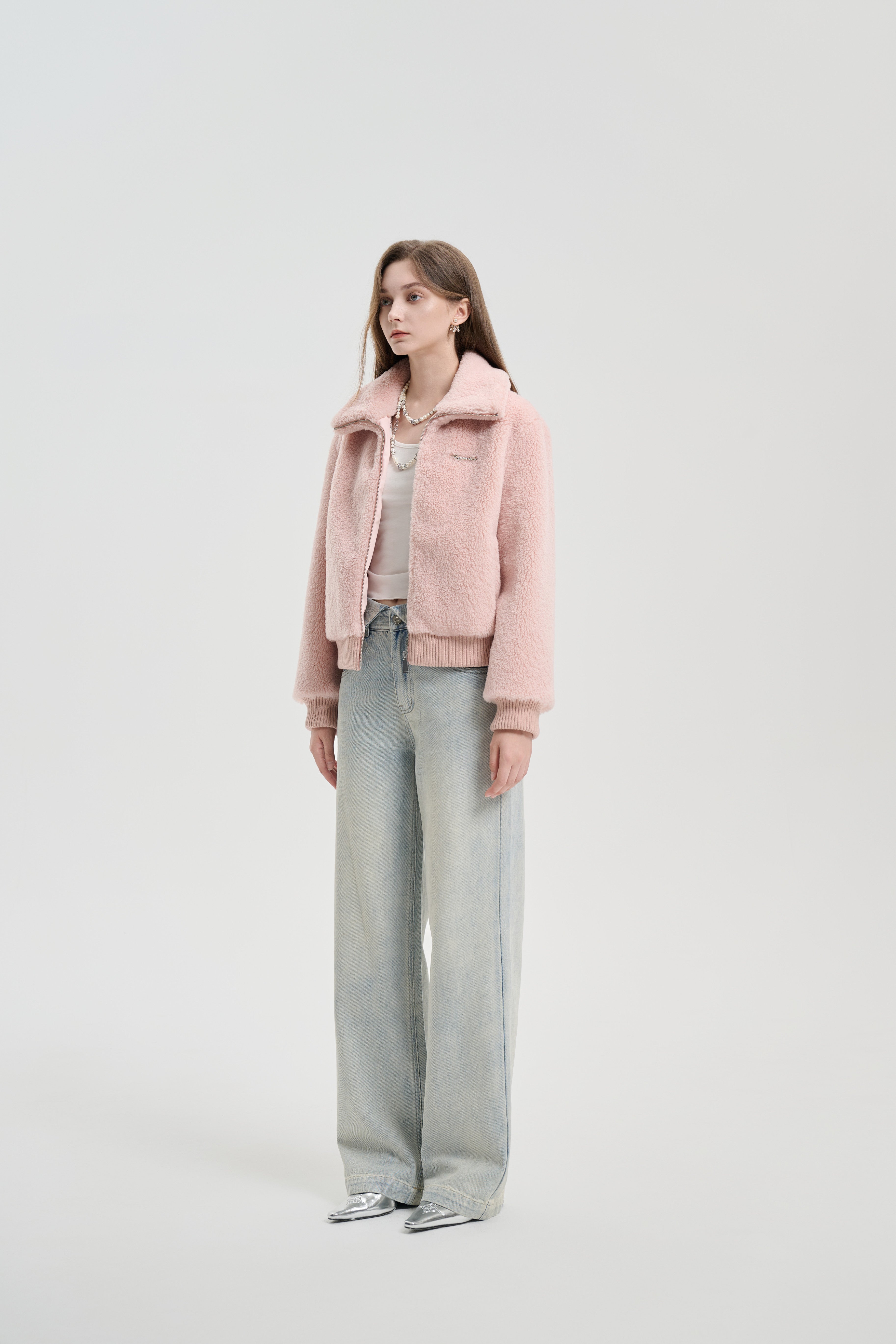 Pink Stand Collar Jacket