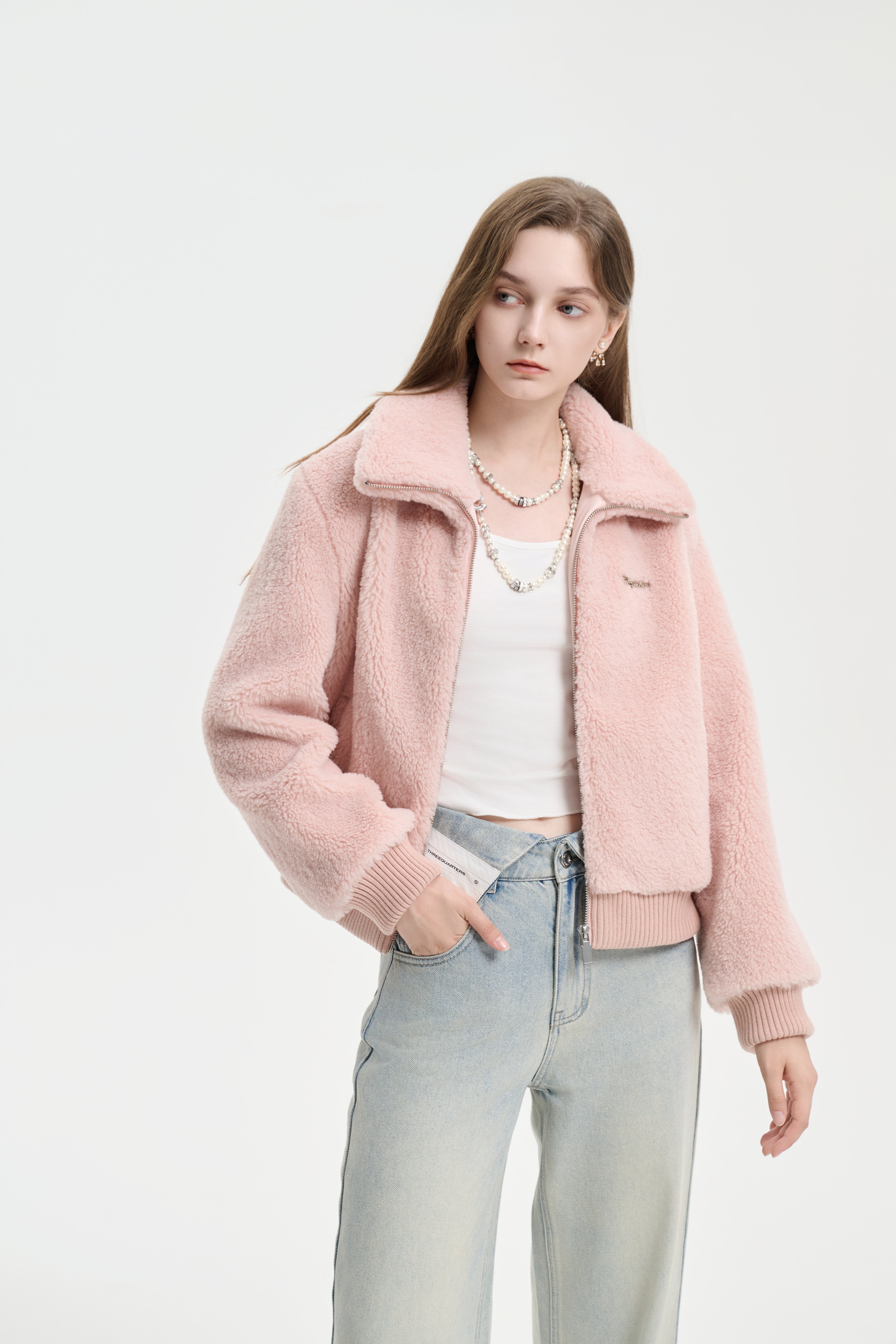 Pink Stand Collar Jacket