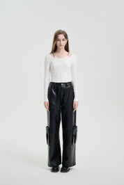 Black Retro Leather Pants