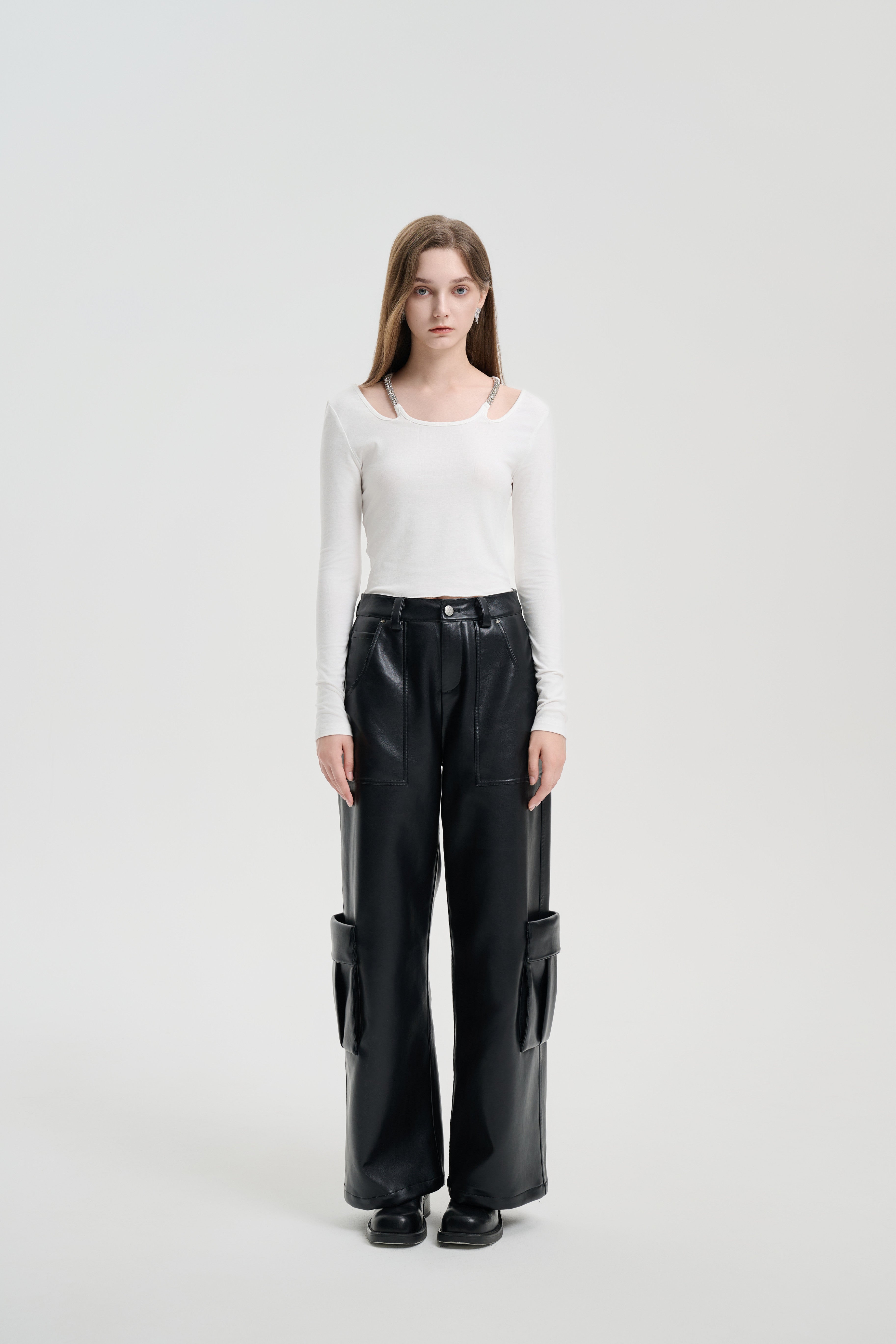 Black Retro Leather Pants