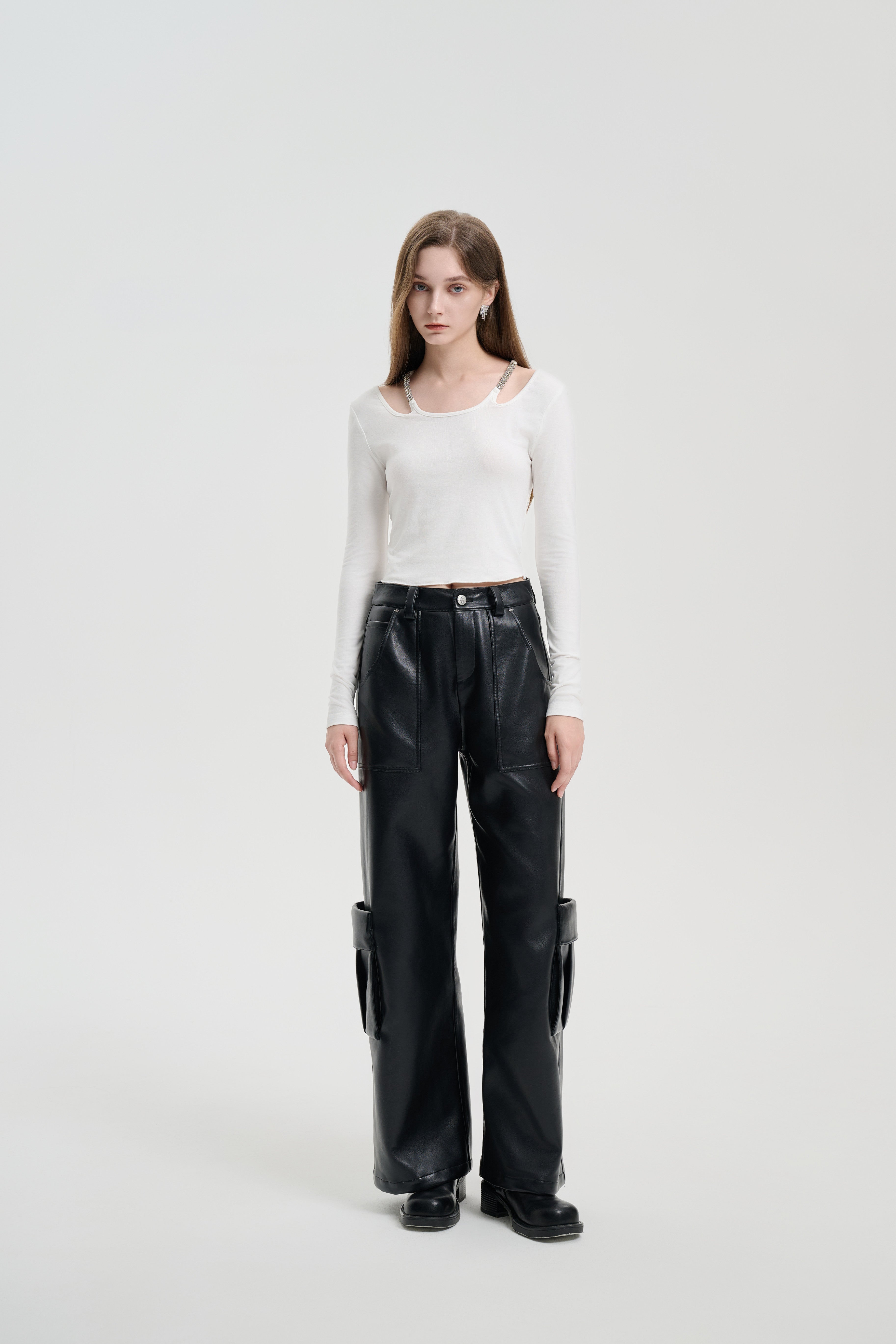 Black Retro Leather Pants