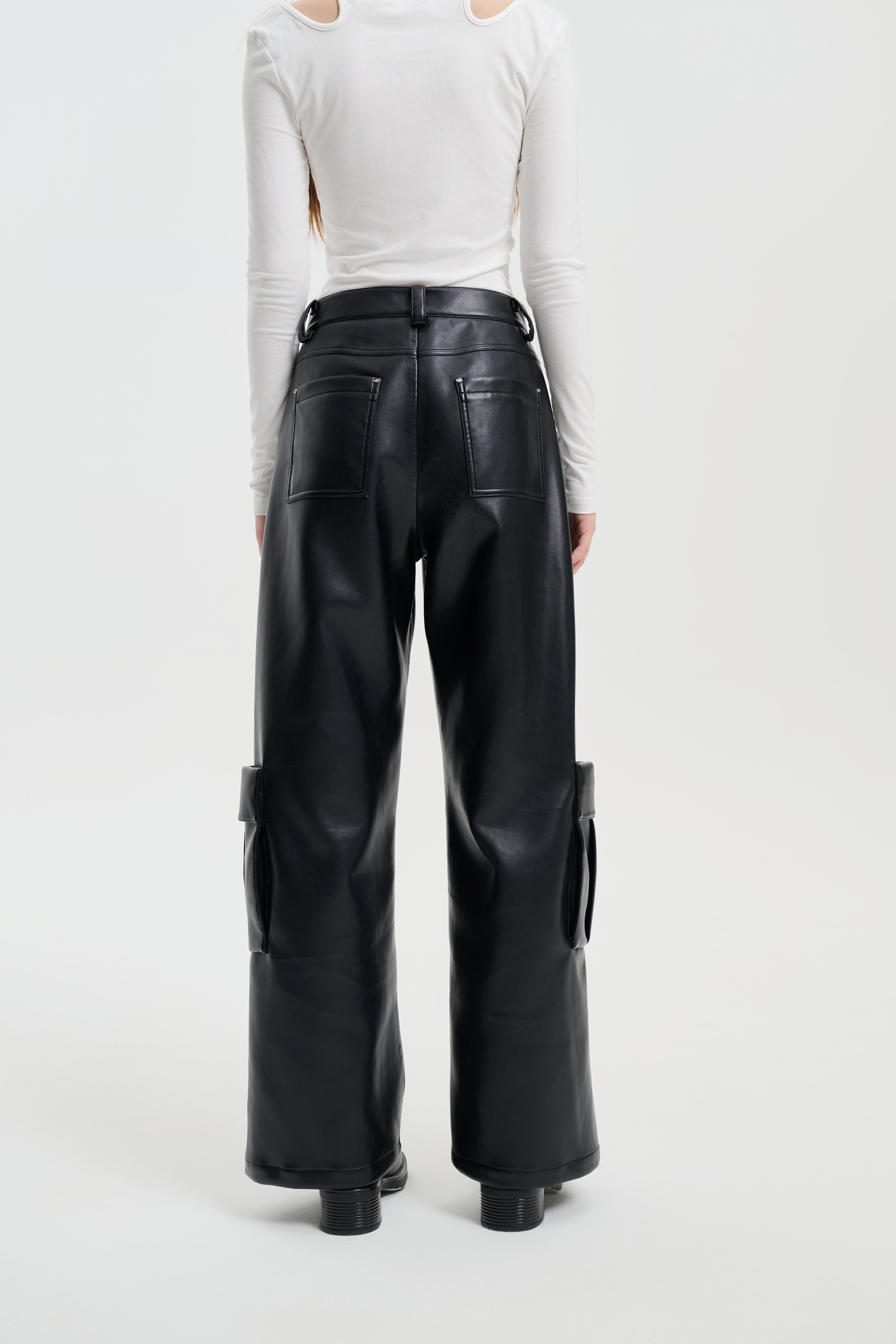 Black Retro Leather Pants