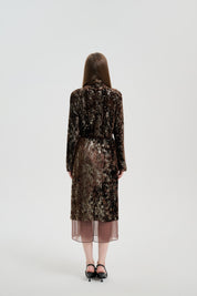Brown Gilded Velvet Organza Skirt