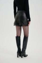 Black A-line Leather Shorts