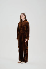Brown Velvet Cargo Pants
