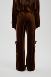 Brown Velvet Cargo Pants