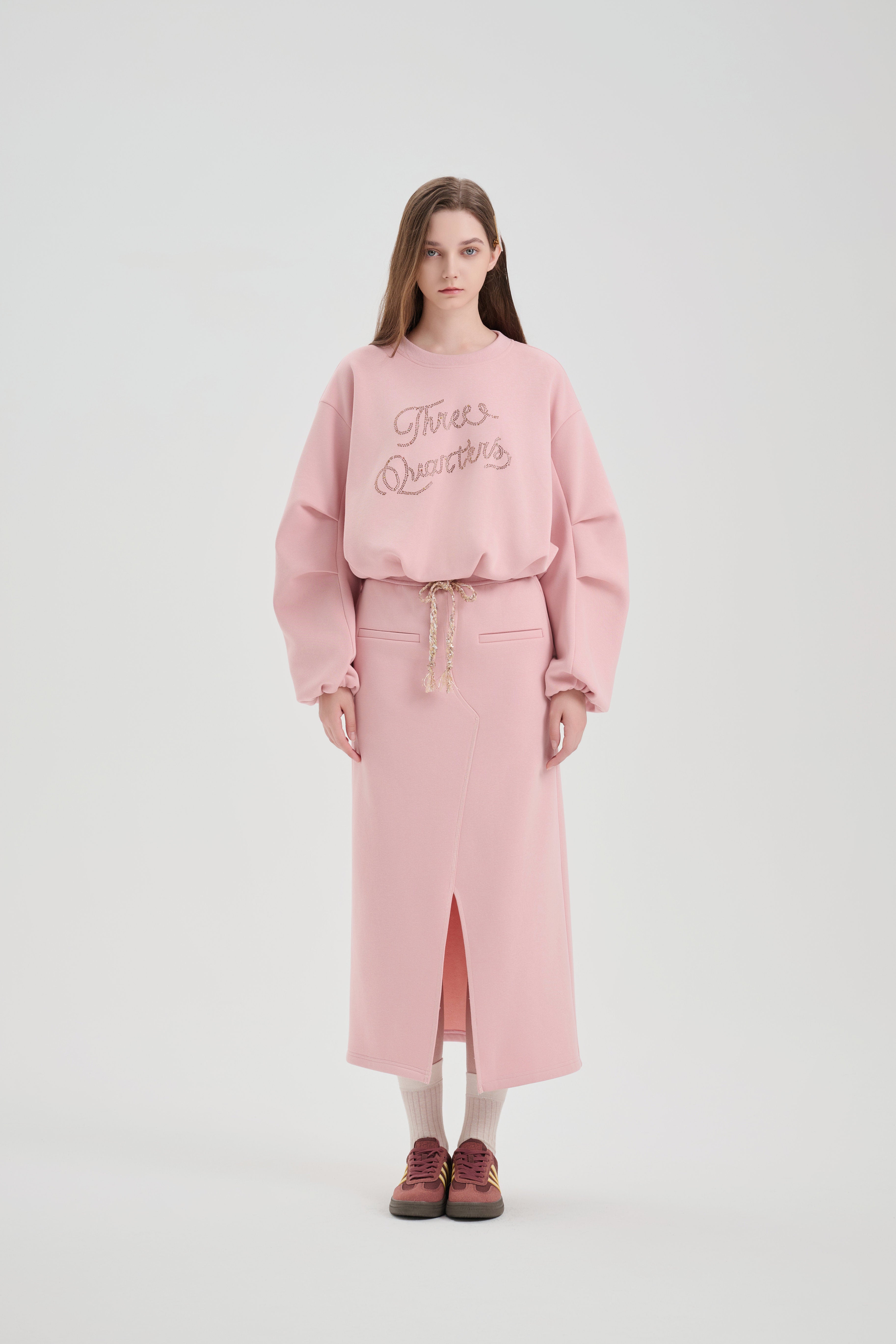 Pink Drawstring Padded Skirt