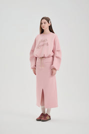 Pink Drawstring Padded Skirt