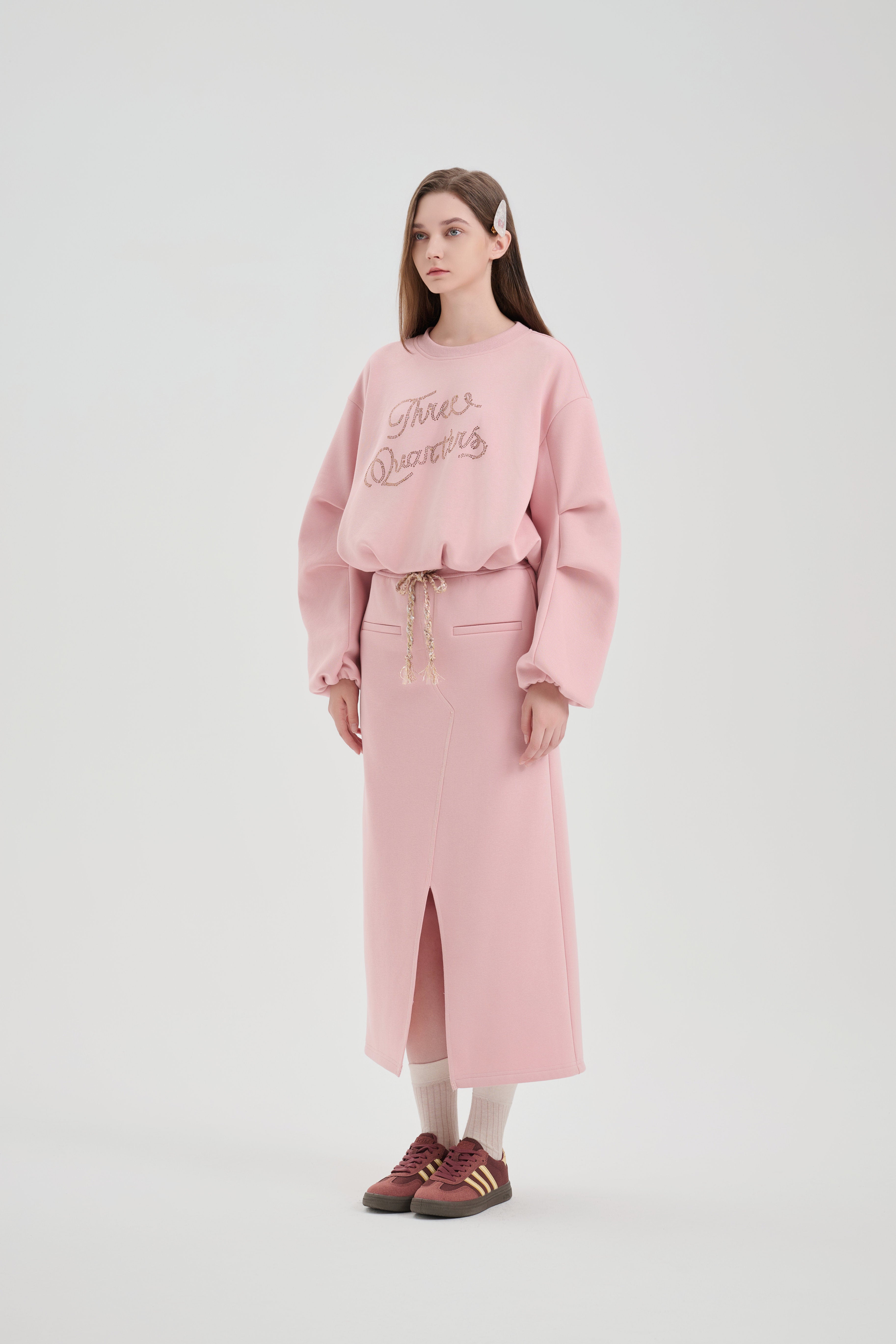 Pink Drawstring Padded Skirt