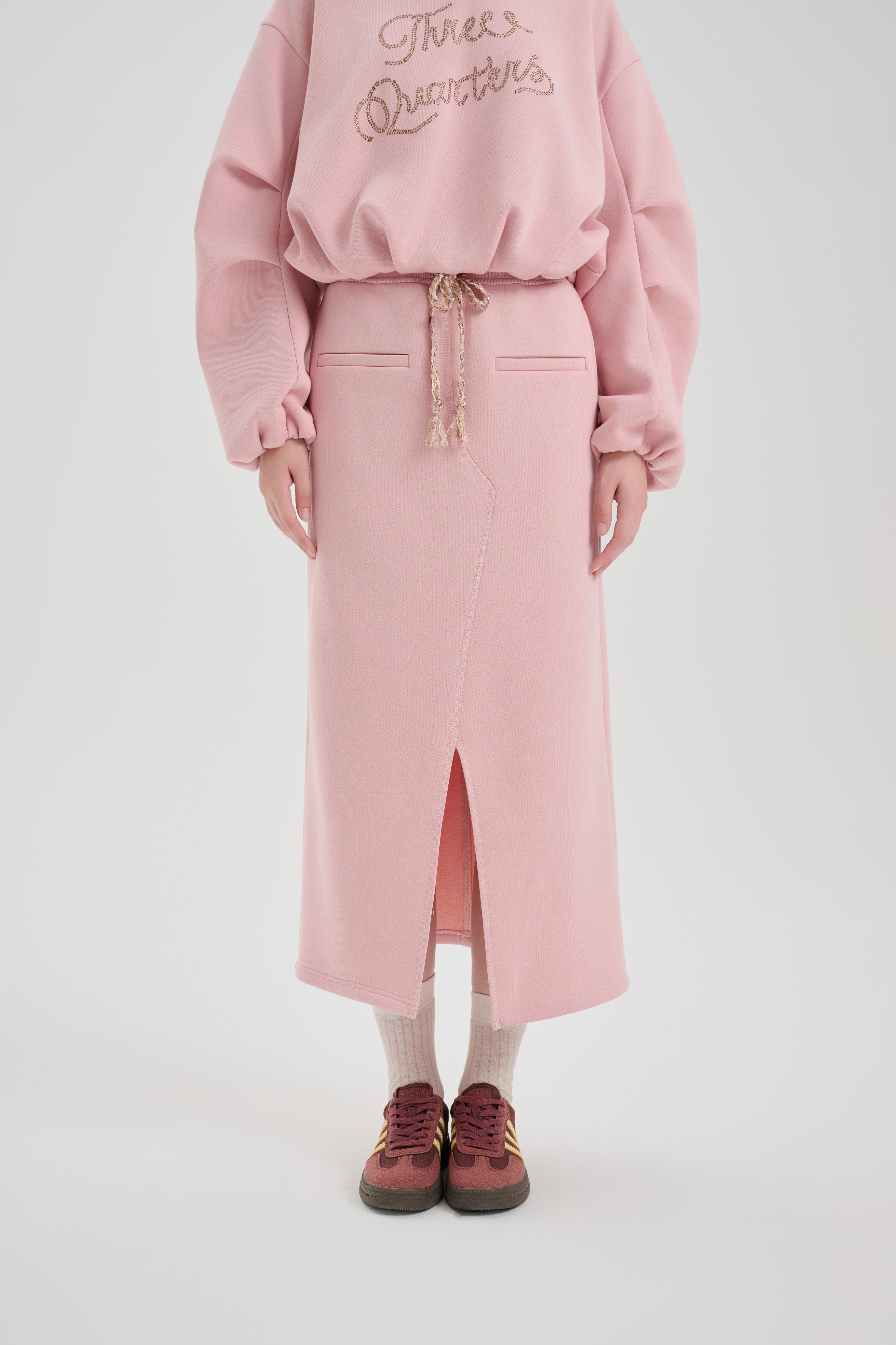 Pink Drawstring Padded Skirt