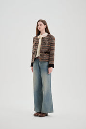 Brown Mixed Woven Pattern Chanel-style Jacket