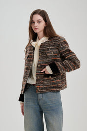 Brown Mixed Woven Pattern Chanel-style Jacket