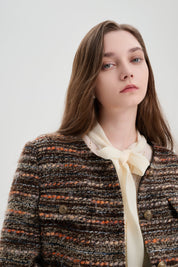 Brown Mixed Woven Pattern Chanel-style Jacket