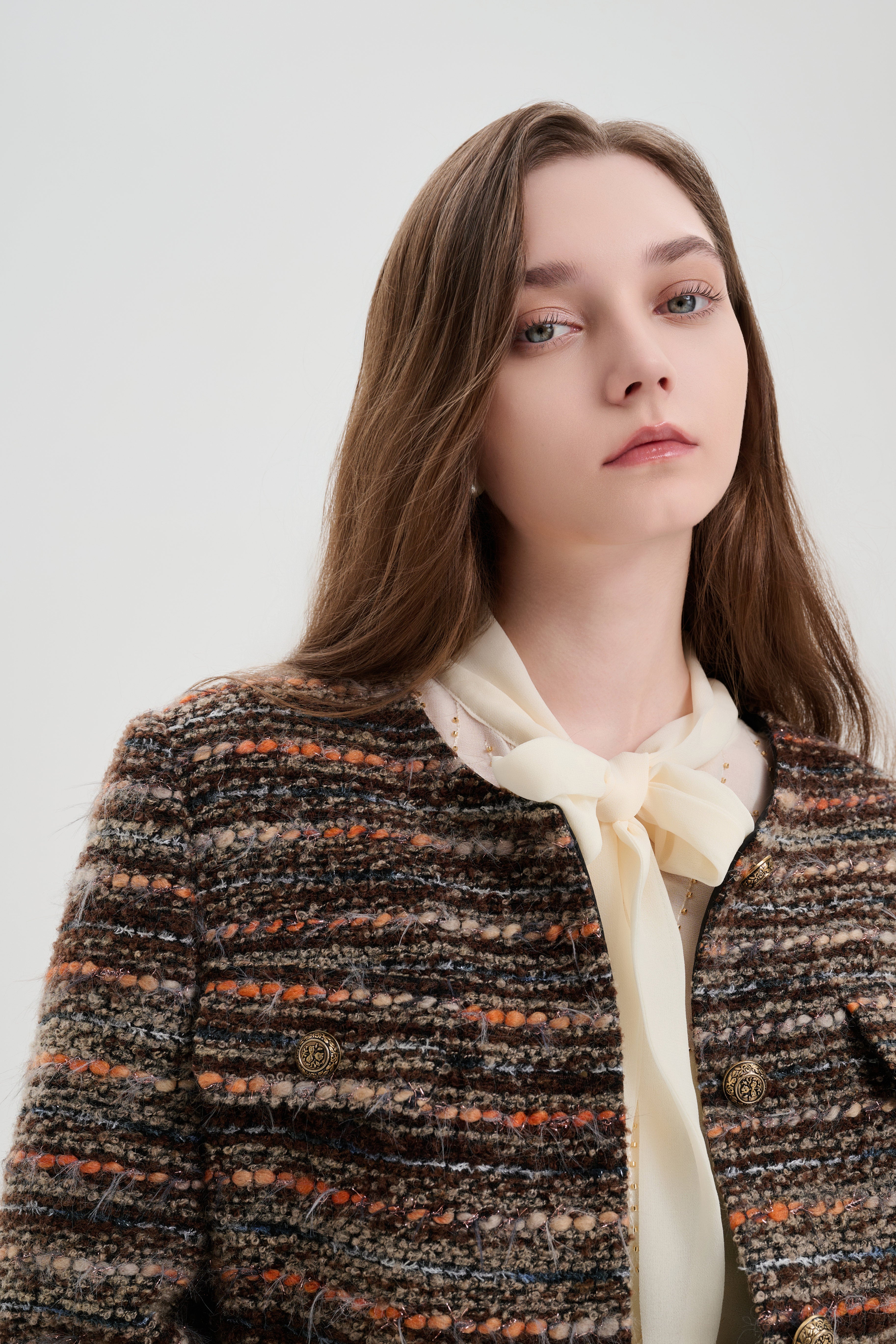 Brown Mixed Woven Pattern Chanel-style Jacket
