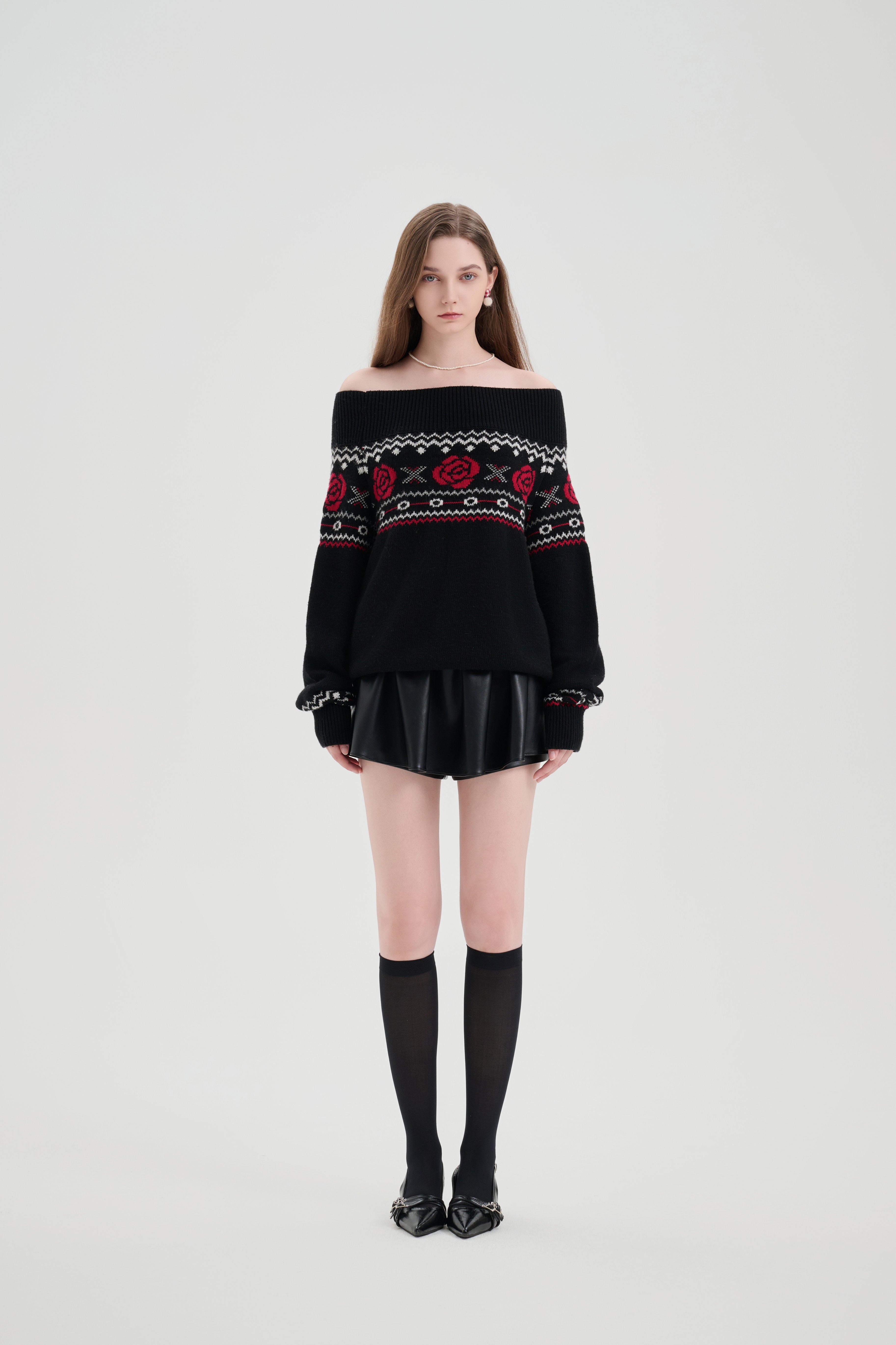 Black Elastic Leather Puffy Skirt