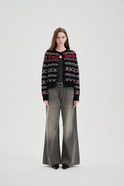 Black Rose Jacquard Cardigan