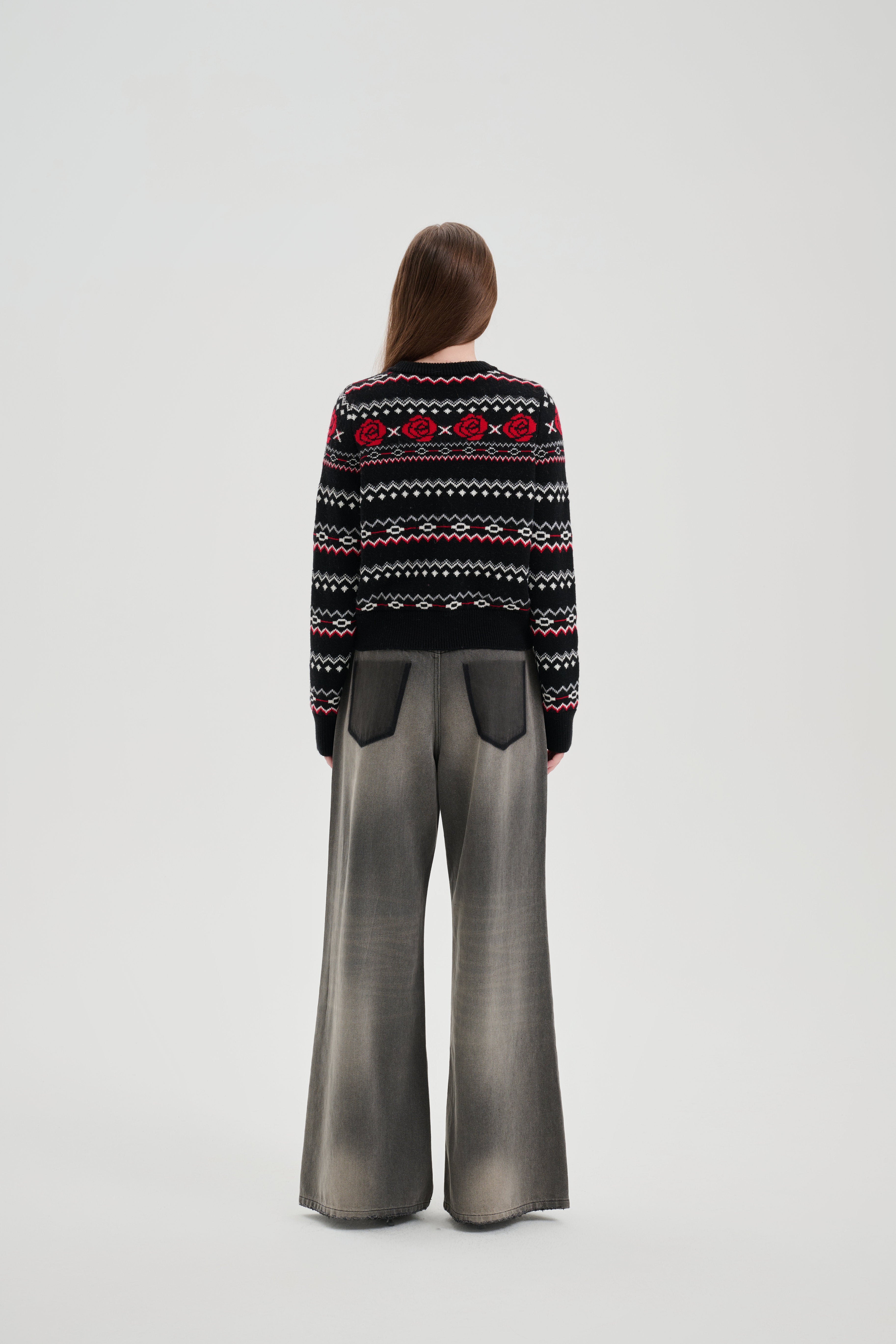 Black Rose Jacquard Cardigan