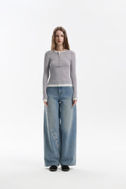 Grey Two-piece Wool Knitted T-shirt