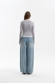 Grey Two-piece Wool Knitted T-shirt