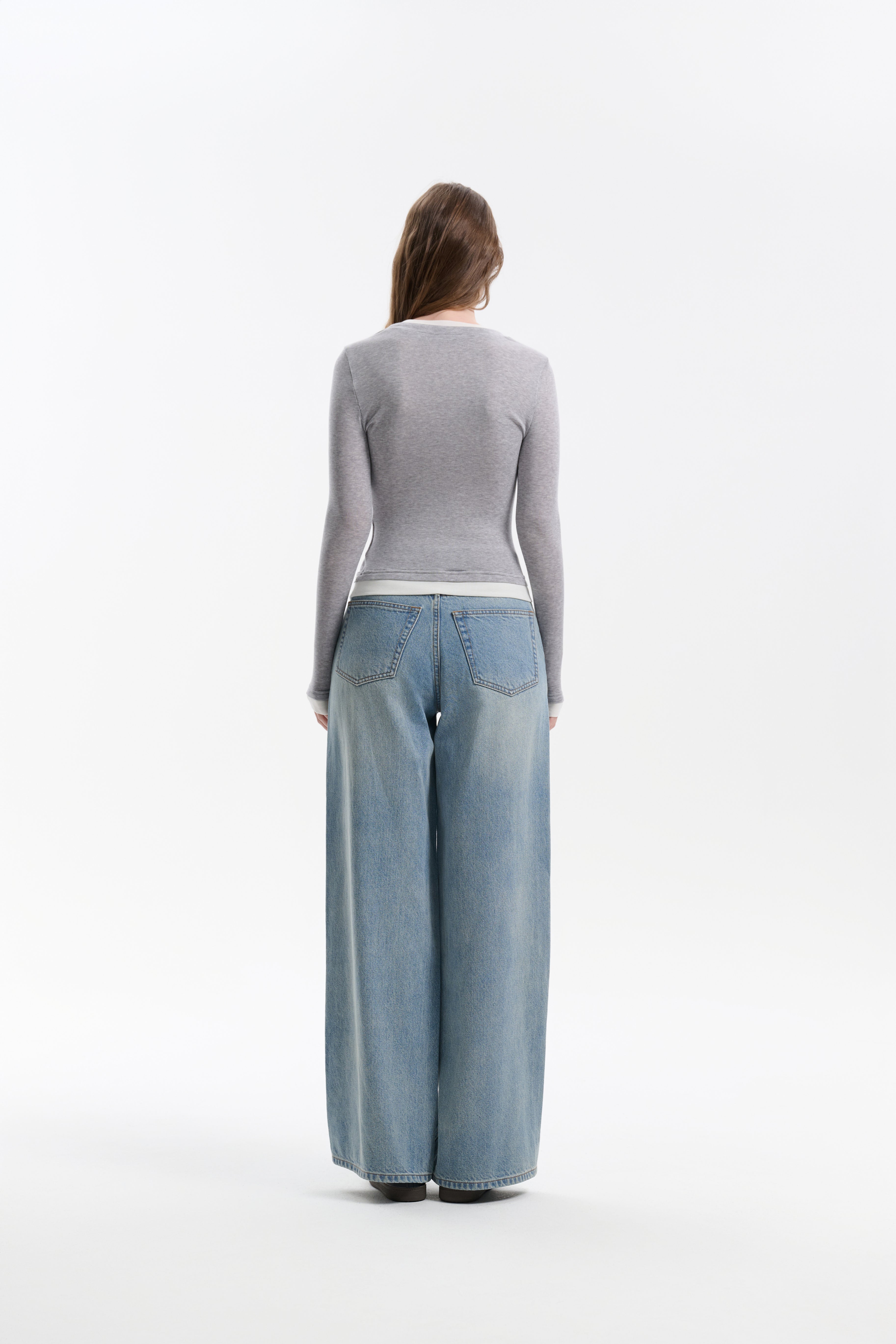 Grey Two-piece Wool Knitted T-shirt