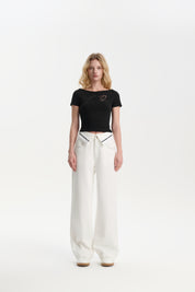 Black Lace Embroidery T-shirt