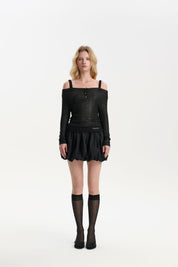 Black Flower Bud Skort