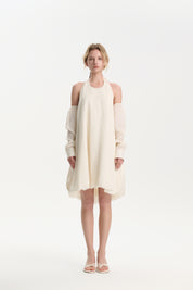 Off-white Off-shoulder Halter Dress