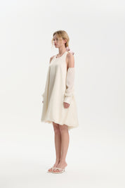 Off-white Off-shoulder Halter Dress