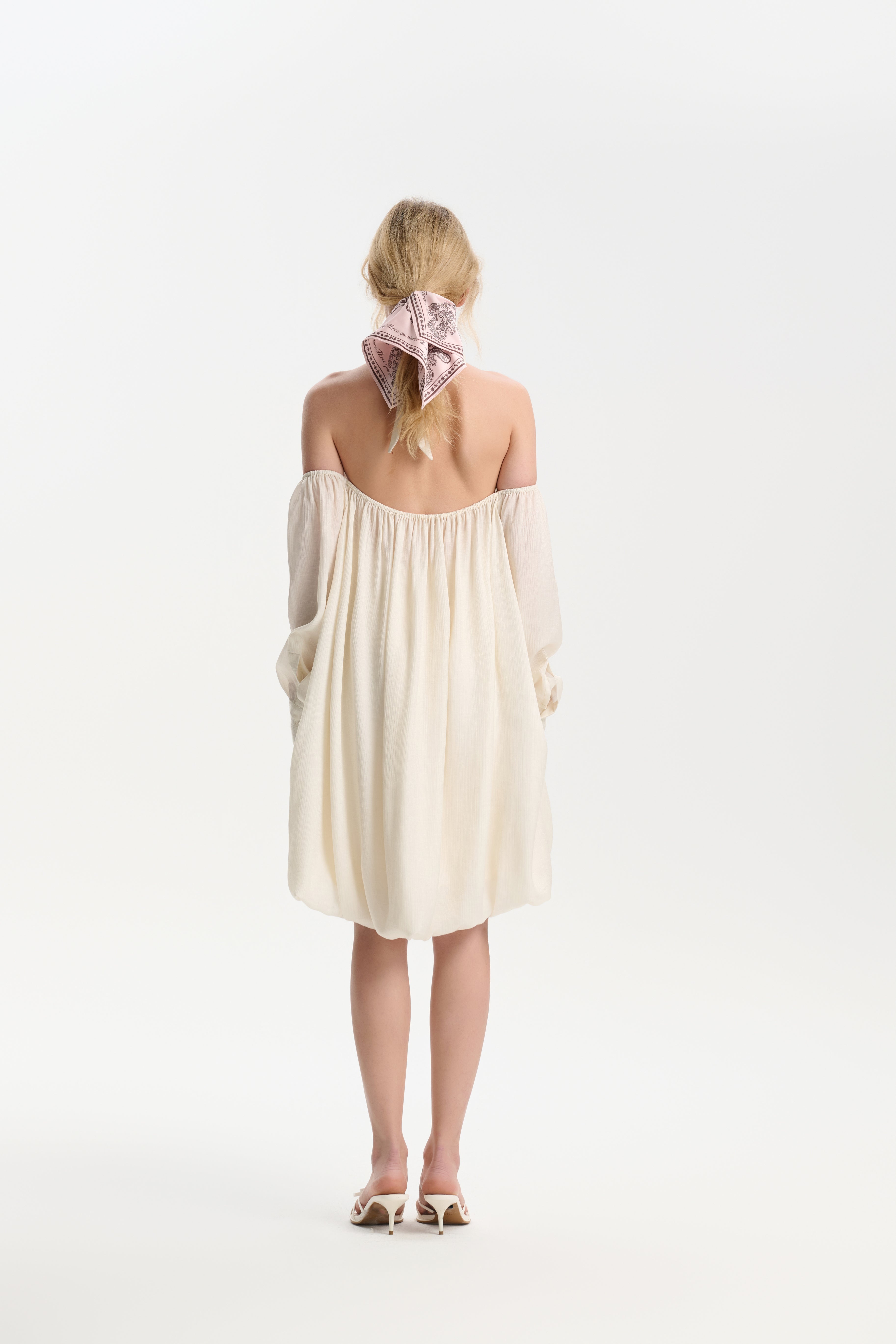 Off-white Off-shoulder Halter Dress