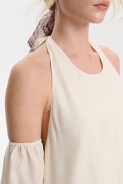 Off-white Off-shoulder Halter Dress
