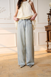 Blue Wide-Leg Tencel Denim Jeans