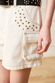 White Bronze Plated Cargo Shorts