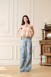 Blue Silver Cargo Pocket Jeans