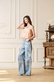 Blue Silver Cargo Pocket Jeans