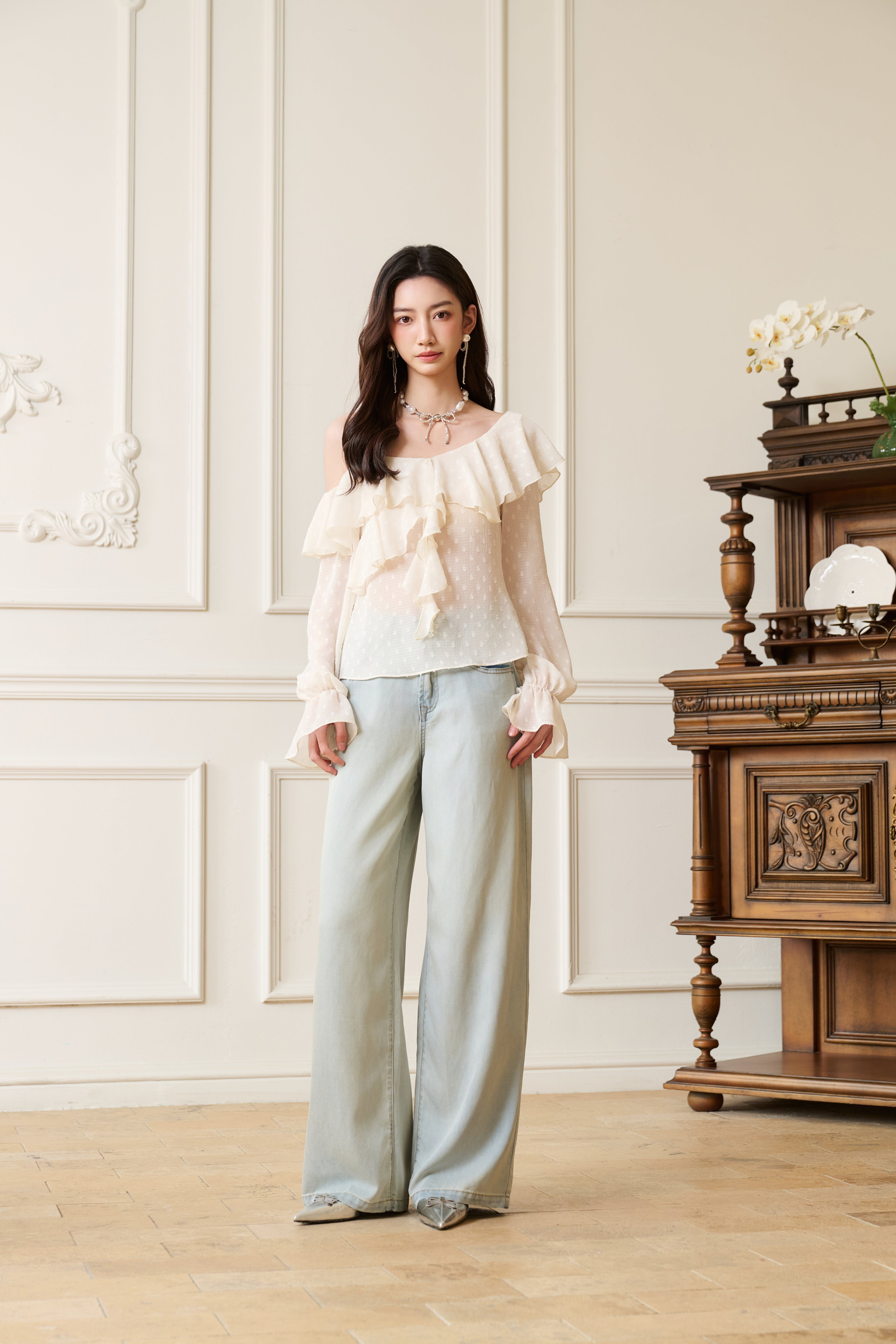 Blue Wide-Leg Tencel Denim Jeans