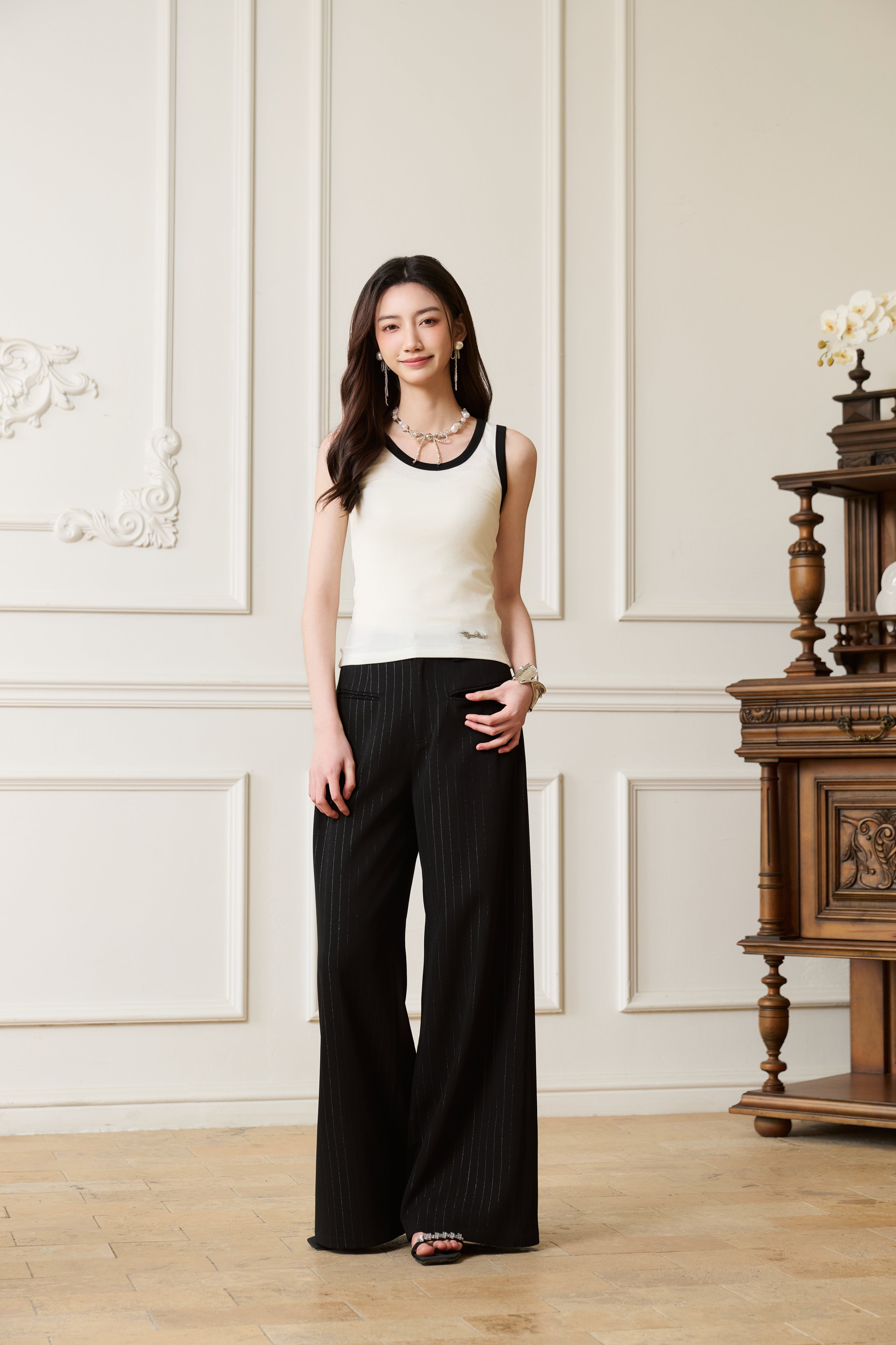 Black Striped Trousers