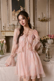 Pink Silk Lotus Ribbon Dress