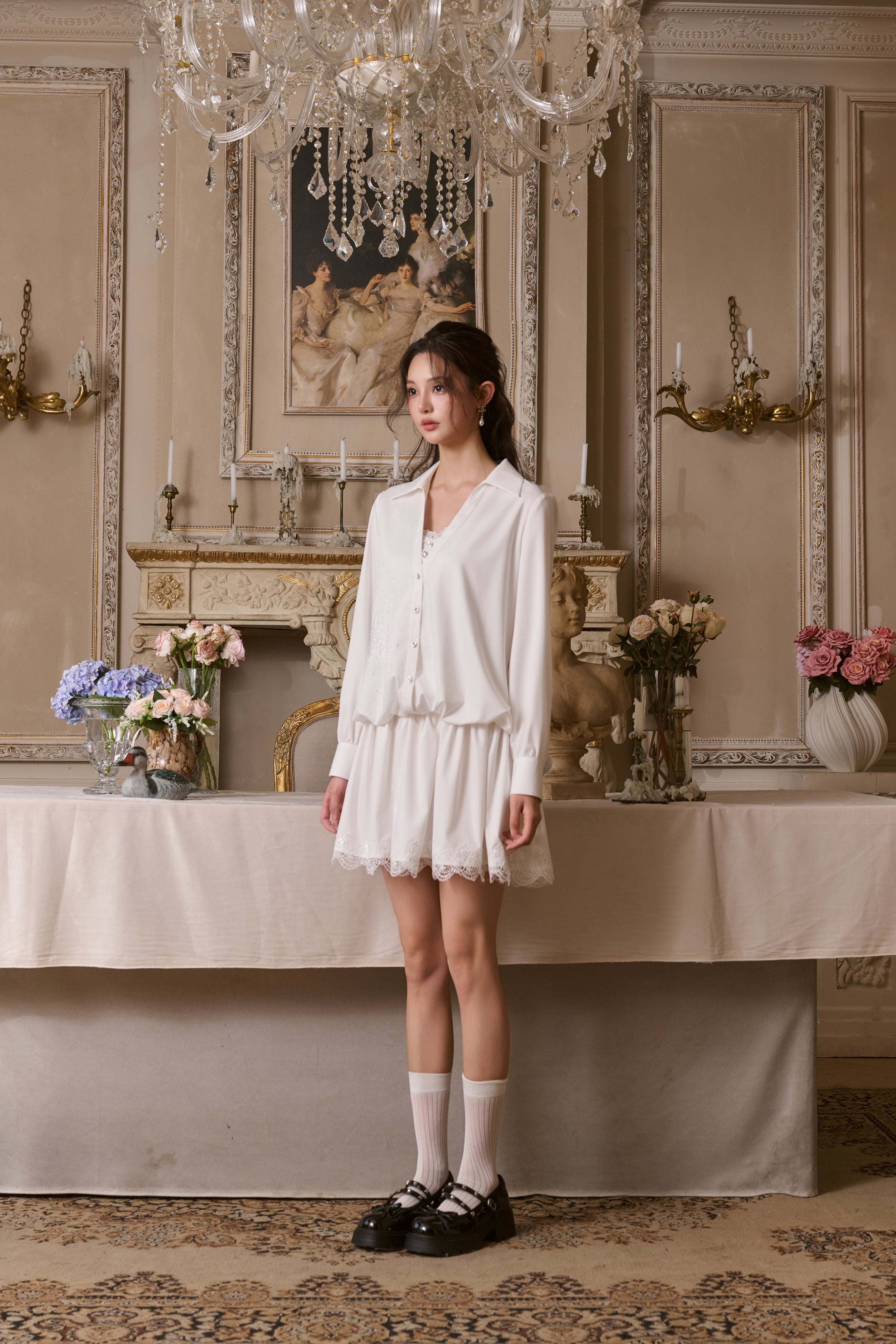White Two-piece Shirt Dress